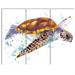 Brown Sea Turtle Watercolor 3 Piece Wall Art on Wrapped Canvas Set