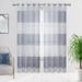 GlowSol Striped Semi Sheer Curtains 84 inches Branch Siver Stamping Light Filtering Window Drapes for Bedroom Living Room Navy Blue 2 Panels