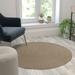 Emma + Oliver Round Braided Design Natural Jute and Polyester Blend Indoor Area Rug - 4 Foot