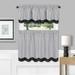 Woven Trends 3-Piece Window Kitchen Curtain Set 58 W x 36 L Inches Double Layer Pinstripes Window Tier Panels and Valance Set Top Rod Pocket Light Filtering with Geometric Designed Black