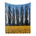 Landscape Soft Flannel Fleece Throw Blanket Daffodil Field Farming Washington Valley Northwest Art of Photography Print Cozy Plush for Indoor and Outdoor Use 70 x 90 Blue Mustard by Ambesonne