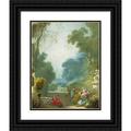 Jean-HonorÃ© Fragonard 15x18 Black Ornate Wood Framed Double Matted Museum Art Print Titled - A Game of Hot Cockles (C. 1775-1780)