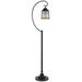 Kim 63 Inch Modern Floor Lamp Hanging Lantern Shade Metal Dark Bronze- Saltoro Sherpi