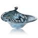 Leopard Aqua - Black And Blue Art Glass Aladino Bowl With Swirled Finish