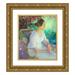 Henrik Schouboe 12x14 Gold Ornate Wood Frame and Double Matted Museum Art Print Titled - Gardenexteror with Sitting Woman in Light Dress