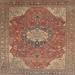 Ahgly Company Indoor Square Traditional Brown Red Medallion Area Rugs 6 Square