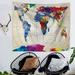 World Map Tapestry Watercolor Tapestry Abstract Map Tapestry Wall Hanging Colorful Globe Tapestry Stylish Painting Map Tapestry for Living Room Dorm Wall Decor