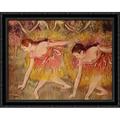 Dancers Bending Down 36x28 Large Black Ornate Wood Framed Canvas Art by Edgar Degas