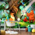 Tiptophomedecor Peel and Stick Cartoon Wallpaper Wall Mural - Bear And Friends - Removable Wall Decals