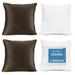 Nestl Plush 2 Pack Solid Decorative Microfiber Square Throw Pillow Cover with Throw Pillow Insert for Couch Brown 22 x 22