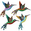 4 Pack Metal Hummingbird Wall Art DÃ©cor Hand-Made Birds Indoor Outdoor Hanging Decor Ornaments for Fence Garden Yard Patio Living Room