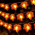 Fall Garland with Lights Fall Maple Leaves Lights String Indoor Outdoor Fall Thanksgiving Decoration for Home Party Window Door Fireplace Stairs