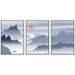IDEA4WALL Framed Canvas Print Wall Art Set Pastel Watercolor Blue Mountain Range Nature Wilderness Modern Art Decorative Landscape Rustic for Living Room Bedroom Office - 16 x24 x3 White