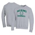 Men's Champion Gray Miami Hurricanes Primary Team Logo Icon Baseball Powerblend Pullover Sweatshirt