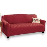 Collections Etc Double Diamond Form Fit Stretch Furniture Slipcover Burgundy Sofa