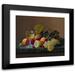 Severin Roesen 22x20 Black Modern Framed Museum Art Print Titled - Still Life of Fruit with Lemon