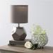 Simple Designs Round Prism Mini Table Lamp with Matching Fabric Shade Grey