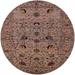 Ahgly Company Indoor Round Mid-Century Modern Red Brown Oriental Area Rugs 4 Round