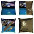 ECZJNT Sleeping dolphin Galaxy Pillow Case Home Decor Cushion Cover 18x18 Inch