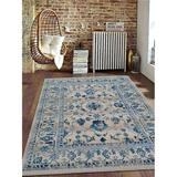 Glitzy Rugs UBSM00081C1703A94 4 ft. x 5 ft. 11 in. Machine Woven Crossweave Polyester Oriental Rectangle Area Rug Ivory & Blue