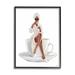 Stupell Industries Chic Coffee Teacup Woman Sipping Robe Sunglasses Framed Wall Art 24 x 30 Design by Ziwei Li