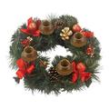 14inch Christmas Advent Wreath Ring Candle Holder Red Ribbon and Pine Cones Advent Calendar Season Candle Holder Centerpiece Decor X-mas Candles Decorations