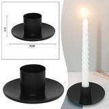 Classic Pillar Candle Holder Table Centerpiece Round Candle Stand Wrought Iron Candlestick for Party Mantel Halloween Wedding Black Small