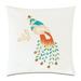 Tropical Hand-Painted Peacock Outdoor Throw Pillow Cover 18 x 18 1 Piece