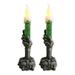4pcs Skeleton Hand Candle Light Halloween Candelabra Candles Halloween Skull Candle Holder Light for Party Bar Haunted House Decoration