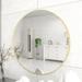 Hassch 28 Large Round Mirror Wall Mounted Makeup Vanity Mirror for Bathroom Entryway Bedroom Gold