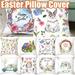 Travelwant Easter Pillow Case Rabbit Bunnies with Eggs Bunny Happy Easter Decorative Canvas Pillow Cover Spring Season s Cotton Linen Sofa Bed Throw Cushion Cover Decoration