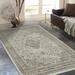 Allstar Rugs Distressed Ivory and Beige Rectangular Accent Area Rug with Black Persian Design - 4 11 x7 0