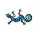 Eight inch Painted Gecko Recycled Haitian Metal Wall Art in Bold Tropical Colors