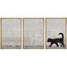 wall26 Framed Canvas Print Wall Art Set Black Cat Silhouette Triptych Graffiti & Street Art Cities Mixed Media Realism Scenic Urban Multicolor for Living Room Bedroom Office - 24 x36