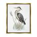 Stupell Industries Peaceful Heron Bird Standing Amidst Wild Grass Graphic Art Metallic Gold Floating Framed Canvas Print Wall Art Design by Studio Q