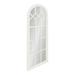 Kate and Laurel Gilcrest Farmhouse Wood Framed Windowpane Arched Mirror 18 x 47 White Decorative Mirror with Window Inspired Fretwork Overlay for Rustic Home Decor