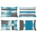 Grunge Throw Pillow Cushion Case Pack of 4 Abstract Design Simplistic Minimal Stripes Brushstrokes Contemporary Modern Accent Double-Sided Printing Sea Blue Grey and White 5 Sizes by Ambesonne