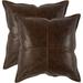 SkinOutfit Genuine Leather Pillow Cover Sofa Cushion Case - Decorative Throw Covers for Living Room & Bedroom Dark Brown Set of 2 22x22 inch