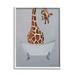 Stupell Industries Funny Giraffe Neck Bathtub Bathroom Theme Painting White Framed Art Print Wall Art 16x20 by Coco de Paris