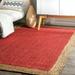 Avgari Creation Red Rug Rectangle Natural Jute Braided Style Runner rug Area Carpet Rag Rug Door Mat-120x156 Inch