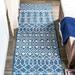 Kafel Tribal Bohemian Blue/Ivory 2 ft. x 8 ft. Indoor/Outdoor Runner Rug