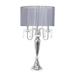 Romantic Sheer Shade Table Lamp with Hanging Crystals Gray