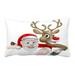 ABPHQTO Cartoon Santa Reindeer Peeking Sign Pointing Christmas Pillow Case Pillow Cover Pillow Protector Two Sides For Couch Bed 20x30 Inch