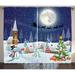 Christmas Decorations Curtains 2 Panels Set Winter Snowman Xmas Tree Santa Sleigh Church Moon Gifts Snow Stars Window Drapes for Living Room Bedroom 108W X 90L Inches Blue White by Ambesonne