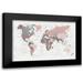 Urban Epiphany 14x11 Black Modern Framed Museum Art Print Titled - World Map Pink Green 2