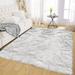 Latepis 6x8 Sheepskin Rug White with Grey Tips Faux Fur Rugs for Living Room Bedroom Rugs Fluffy Washable Rug Luxury Home Decor Furry Shaggy Rug Rectangle