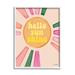 Stupell Industries Hello Sunshine Groovy Text Pink Green Sun Rays Graphic Art White Framed Art Print Wall Art Design by Ilene Segal