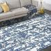 Contemporary 5x8 Area Rug (5 3 x 7 3 ) Abstract Blue White Living Room Easy to Clean