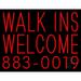 Red Walk Ins Welcome With Phone Number LED Neon Sign 15 x 19 - inches Black Square Cut Acrylic Backing with Dimmer - Bright and Premium built indoor LED Neon Sign for Defence Force.