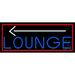 Blue Lounge And Arrow With Red Border LED Neon Sign 13 x 32 - inches Clear Edge Cut Acrylic Backing with Dimmer - Bright and Premium built indoor LED Neon Sign for Bar decor.